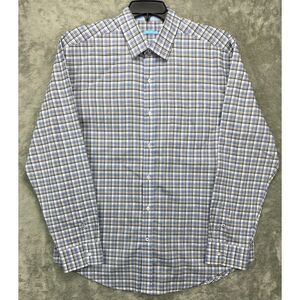 J McLaughlin Men's Shirt XL Blue Black Tartan Plaid Long Sleeve‎ Button Up